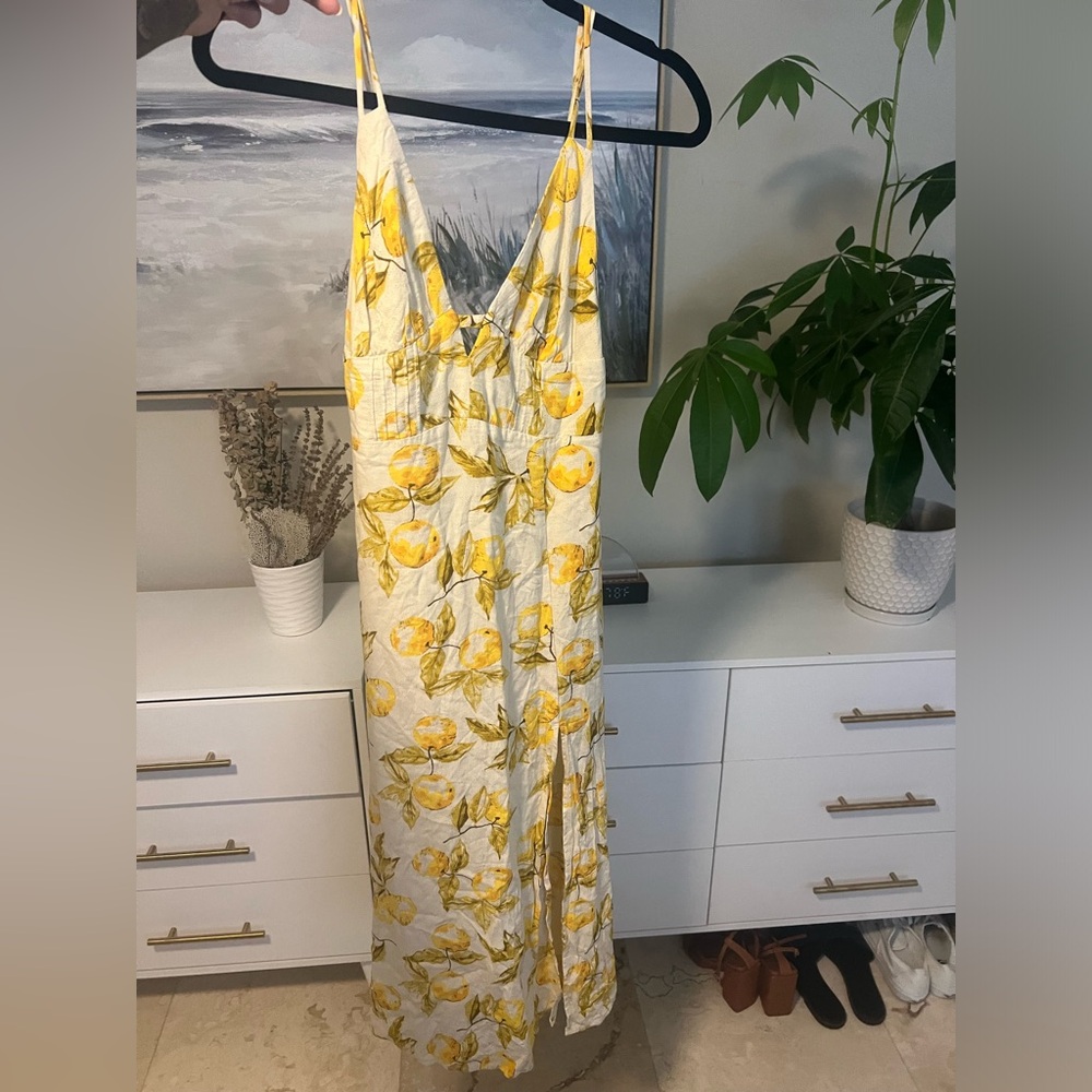 Lemon midi with slit dress, urban outfitters